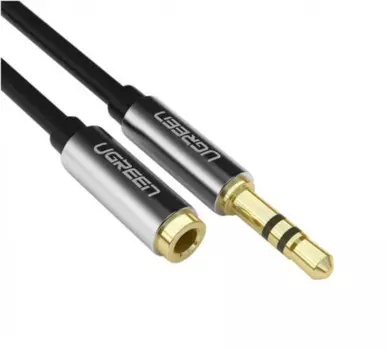 Кабель акустический UGREEN AV118 10594_ mini Jack 3.5(штекер)/mini Jack 3.5(гнездо), 2м, черный