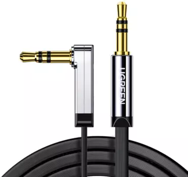 Кабель акустический UGREEN AV119 10729_ угловой, 3.5mm Male to 3.5mm Male, 5м, черный