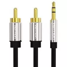 Кабель акустический Vention P550AC150-S Jack 3,5 mm M/2RCA M, 1,5 м, черный