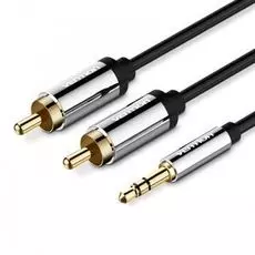 Кабель акустический Vention P550AC200-S Jack 3,5 mm M/2RCA M, 2 м, черный