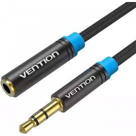 Кабель акустический Vention VAB-B06-B100-M удлинитель аудио, Jack 3,5 mm M/Jack 3,5 mm F, 1 м, тканевая оплетка