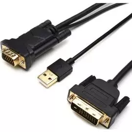 Кабель Atcom AT9506 DVI-VGA 1.8 m (DVI-D с чипом, черный, в пакете)