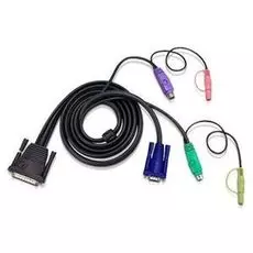 Кабель Aten 2L-1703P мон+клав+мышь PS/2+аудио, DB25=>HD DB15+2x6MINI-DIN+2xRCA, Male=>Male+2Female+2Male, 8+2x6+2x2 проводов, опрессованный, 3 м, черн