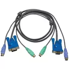Кабель Aten 2L-5001P/C мон+клав+мышь PS/2, HD DB15+2x6MINI-DIN, Female/2xMale-3xMale, 8+6+6 проводов, опрессованный, 1.2 м, черный