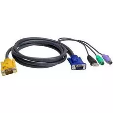 Кабель Aten 2L-5303UP мон+клав+мышь USB/PS2, SPHD=>HD DB15+USB A-Тип+2x6MINI-DIN, Male-4xMale, 8+8 проводов, опрессованный, 3 м, черный