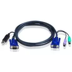 Кабель Aten 2L-5502UP мон+клав+мышь USB, HD DB15+2x6MINI-DIN=>HD DB15+USB A-Тип, Female/2xMale-2xMal