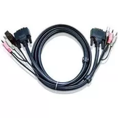 Кабель Aten 2L-7D02UD мон+клав+мышь USB+аудио, DVI-D Dual Link+USB A-Тип+2xRCA=>DVI-D Dual Link+USB B-Тип+2xRCA, Male-Male, опрессованный, 1.8 м, черн