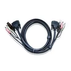 Кабель Aten 2L-7D03UI USB+аудио, DVI-I Single Link+USB A-Тип+2xRCA=>DVI-I Single Link+USB B-Тип+2xRCA, Male-Male, опрессованный, 3 м, черный