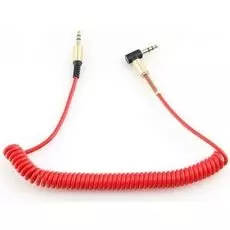 Кабель аудио Cablexpert CCAB-02-35MMLC-1.8MR спиральный 3.5 джек (M)/3.5 джек (M), красный, 1.8м, блистер