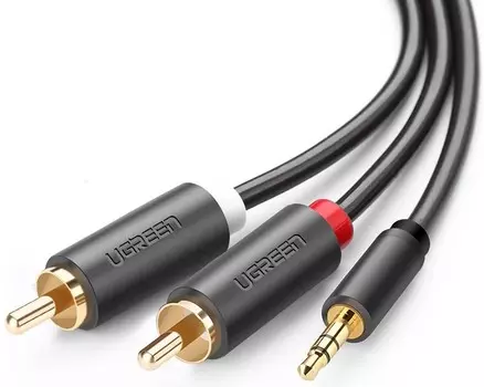 Кабель аудио UGREEN AV102 10513_ 3.5mm Male to 2 RCA Male Audio Cable, длина: 5м, цвет: серый