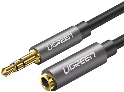 Кабель аудио UGREEN AV118 10538_ 3.5mm Male to 3.5mm Female Extension Cable, длина: 5м, цвет: черный/серый