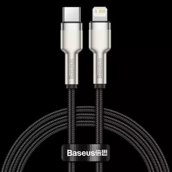 Кабель Baseus CATLJK-A01 Type-C - Lightning 20W 1m; PD 20W (для iPhone 12 серии), PD 18W (для iPhone 8-11 серии), цинковый сплав + нейлоновая оплётка,