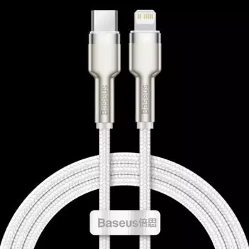 Кабель Baseus CATLJK-A02 Type-C - Lightning 20W 1m; PD 20W (для iPhone 12 серии), PD 18W (для iPhone 8-11 серии), цинковый сплав + нейлоновая оплётка,