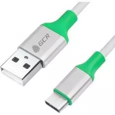Кабель GCR 33-050551 0.5m USB 2.0, AM/CM, белый, алюминиевый корпус серебро, зеленый ПВХ, 28/28 AWG