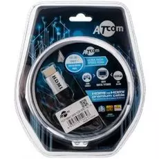 Кабель HDMI Atcom AT5265 2м, HIGH speed, Metal gold, в чулке, блистер