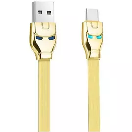 Кабель Hoco 6957531049487 USB 2.0 в форме стального человека с подсветкой U14 AM/Type-C, золотой, 1.2м