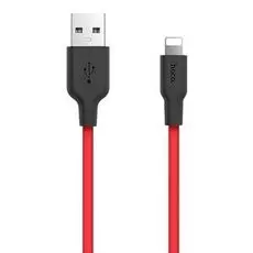 Кабель Hoco X21 6957531071372 USB 2.0, силиконовая оплетка, AM/Lightning M, черно-красный, 1м