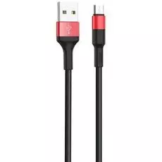 Кабель Hoco X26 6957531080220 USB 2.0, AM/microBM, черно-красный, 1м