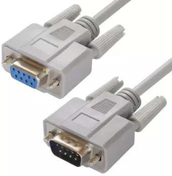 Кабель интерфейсный 0-модемный GCR GCR-DB903-10.0m COM DB9/DB9 9M/9F, серый, 30 AWG, 05015