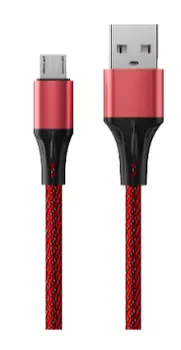 Кабель интерфейсный AccesStyle AM24-F100M Red+black USB - Micro USB, Сила тока: 2,4А; Длина: 100 см; Оплётка: Ткань; Металлический коннектор
