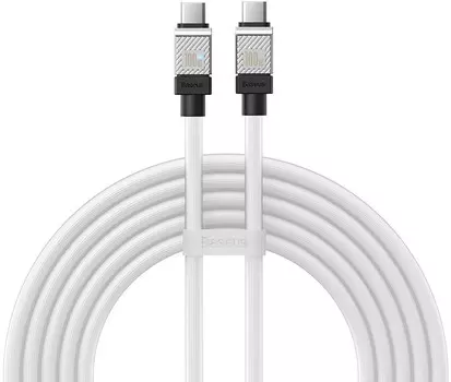 Кабель интерфейсный Baseus CAKW000302 CoolPlay Series Fast Charging Type-C to Type-C 100W 2m White (для передачи данных и зарядки. 100 Вт, 480 Мбит/с,