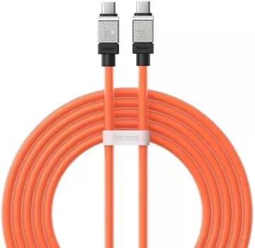 Кабель интерфейсный Baseus CAKW000307 CoolPlay Series Fast Charging Type-C to Type-C 100W 2m Orange (для передачи данных и зарядки. 100 Вт, 480 Мбит/с