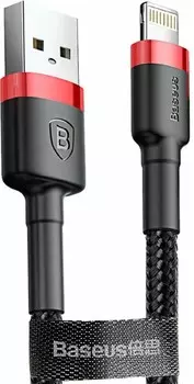 Кабель интерфейсный Baseus CALKLF-C19 Cafule USB For Lightning 1.5A 2m Red+Black (передача данных, питание устройств, вилка-вилка, внешняя оплетка)