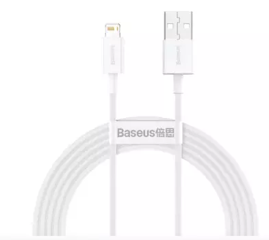 Кабель интерфейсный Baseus CALYS-A02 USB Type A - Lightning 2.4A силиконовый 1m white
