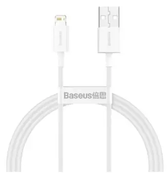 Кабель интерфейсный Baseus CALYS-B02 USB Type A - Lightning 2.4A силиконовый 1.5m white