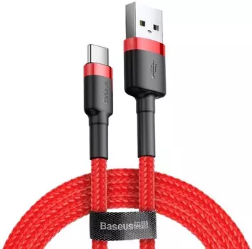 Кабель интерфейсный Baseus CATKLF-C09 USB Type A - Type-C 2A, нейлоновая оплётка, 2m red