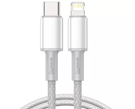 Кабель интерфейсный Baseus CATLGD-02 Type-C - Lightning PD 20W 1m, совместим с PD 18W, корпус из ABS-пластика + плетеный провод высокой плотности, whi