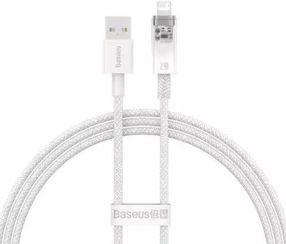 Кабель интерфейсный Baseus CATS010002 Explorer Series Fast Charging with Smart Temperature Control USB to Lightning 2.4A 1m White (передача данных, пи