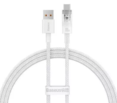 Кабель интерфейсный Baseus CATS010502 Explorer Series Fast Charging with Smart Temperature Control USB to Type-C 100W 2m White (материал: PC+нейлон, с