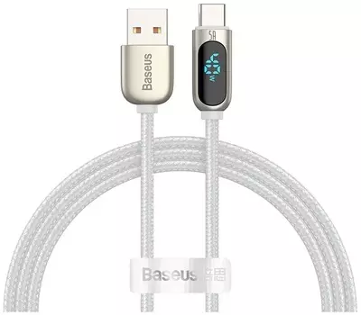 Кабель интерфейсный Baseus CATSK-02 USB to Type-C 5A 1m, 15-40W, функция отключения при полном заряде, Скорость передачи данных: 480 Мбит/с, цинковый