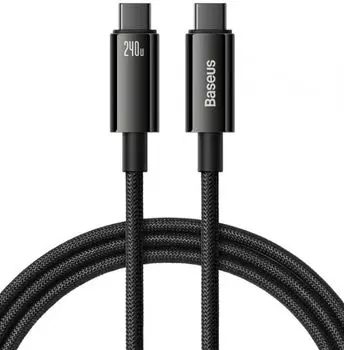 Кабель интерфейсный Baseus CAWJ040001 Tungsten Gold Fast Charging Data Type-C to Type-C 240W 1m Black (передача данных, питание устройств, скорость пе