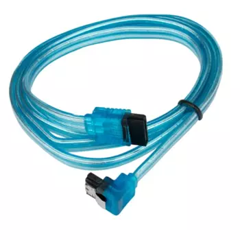 Кабель интерфейсный Cablexpert CC-SATAM-DATA90-TR-100CM SATA, Sata3 7pin/7pin,100см, метал.защелка, прозрачный, пакет