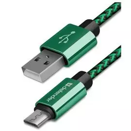 Кабель интерфейсный Defender USB08-03T USB/micro-USB, 1м, оплётка, зелёный