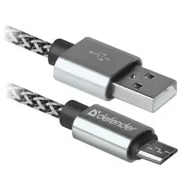 Кабель интерфейсный Defender USB08-03T USB/micro-USB, 1м, оплётка, белый 87803