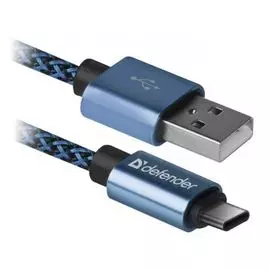 Кабель интерфейсный Defender USB09-03T USB/type-C, 1м, оплётка, синий