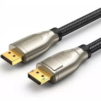 Кабель интерфейсный DisplayPort- DisplayPort UGREEN 60843_ 1.4 M/M zinc alloy shell в оплетке, 2 м, черный