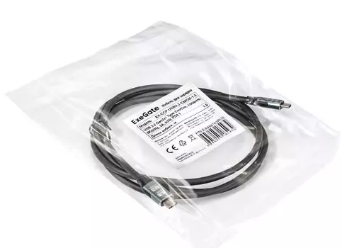 Кабель интерфейсный Exegate EX-CCP-USB3.2-CMCM-1.5 EX298763RUS Type-C - Type-C (USB 3.2 Gen2x1 Type Cm/Cm, 10Gbit/s, 8K60Hz, 5A, 60W, PD3.1, 1,5м)