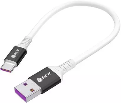 Кабель интерфейсный Greenconnect GCR-53655 0.5m, TypeC POWER DELIVERY 60 W, 5A max, быстрая зарядка, белый TPE, AL case черный, белый ПВХ, 28/22 AWG