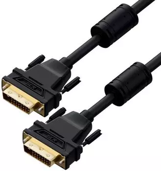 Кабель интерфейсный Greenconnect GCR-54237 PROF 1.0m DVI-D, черный, GOLD, ферритовые кольца, OD 8.5mm, 28 AWG, DVI/DVI, 25M/25M, двойной экран