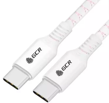 Кабель интерфейсный Greenconnect GCR-54535 1.5m Type C-C POWER DELIVERY 18 W, бело-розовый, AL case