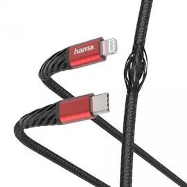 Кабель интерфейсный HAMA 00183294 Lightning/USB Type-C (m), 1.5м, черный/красный