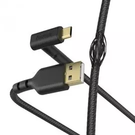 Кабель интерфейсный HAMA 00187215 microUSB (m) угловой/USB 2.0 (m), 1.5м, черный
