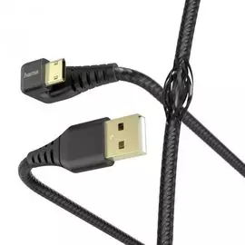 Кабель интерфейсный HAMA 00187220 microUSB (m) угловой/USB 2.0 (m), 1.5м, черный