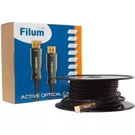 Кабель интерфейсный HDMI Filum FL-AOC-HDMI2.0-20M активный, оптический, 20 м, 4K/60HZ, v.2.0, ARC, 19M/19M, черный, коробка