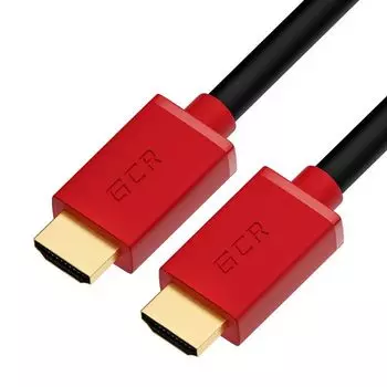 Кабель интерфейсный HDMI Greenconnect GCR-HM450-2.0m версия 1.4, черный, красные коннекторы, OD7.3mm, 30/30 AWG, позолоченные контакты, Ethernet 10.2