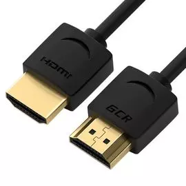 Кабель интерфейсный HDMI-HDMI GCR GCR-HM502 0.5m HDMI 2.0, черный Slim, OD3.8mm, HDR 4:2:2, Ultra HD, 4K 60 fps 60Hz, 3D, AUDIO, 18.0 Гбит/с, 32/32 AW